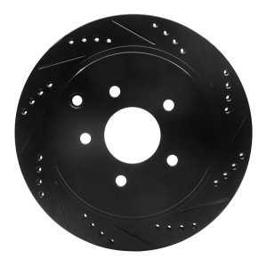 Infiniti FX37 Brake Rotor (1) - Rear Right - R1 Concepts - Drilled & Slotted - Black - `03-`24